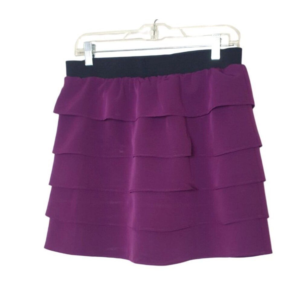 Apt. 9 Womens Ruffle Skirt Sz M Purple Y2K Layered Tiered Mini Elastic Coquette
